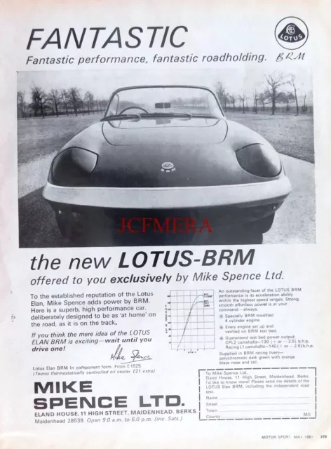 Mike Spence 'LOTUS-BRM' Sport, Original 1967 Motor Car Advert : 660-163