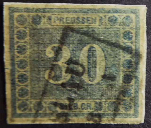 Preußen, Freimarke für den Innendienst, 30 Sgr. (Mi.Nr. 21) auf Minibriefstück