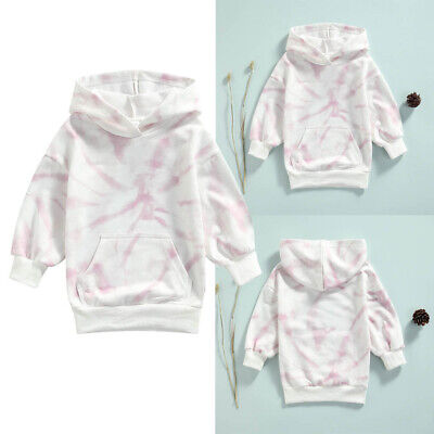 Toddler Infant Baby Girls Outfits Tie Dye Long Sleeve Hooded Tops Clothes Set