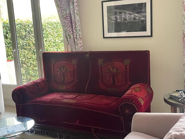 Canapé Design Italien Fantoni - Velours Bordeaux - 3 Places - 180 Cm