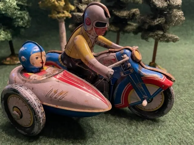 Blechspielzeug Motorrad mit Beiwagen wohl frühe 1970er Jahre