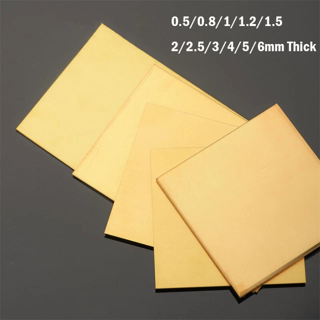 Foglio piastra quadrata ottone 0,5/0,8/1/1,2/1,5/2,5/3/4/5/6 mm spessore