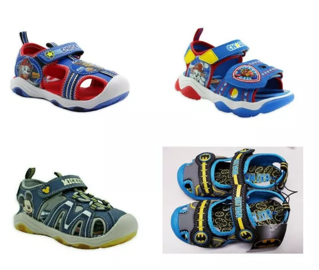 New Paw Patrol / Mickey Mouse or Batman Light-up Sandals-up Toddler Boys Sz 8-11