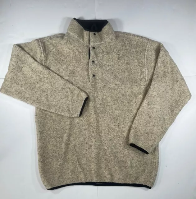 Out Outdoor Urban Terrain Beige 1/4  Snap Pullover Fleece Sweater Mens Size XL