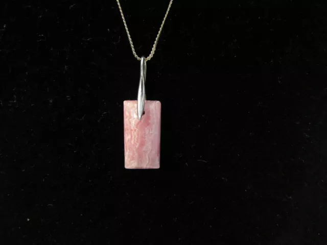Beautiful Sterling Silver .925 Crazy Lace Pink Agate Pendant Necklace-Italy