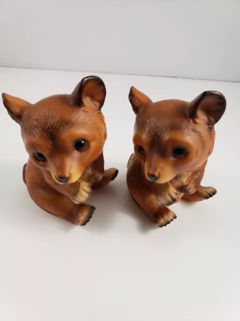 Vintage Bear Cubs  Ceramic Figurines  Made in Japan 2pc Set