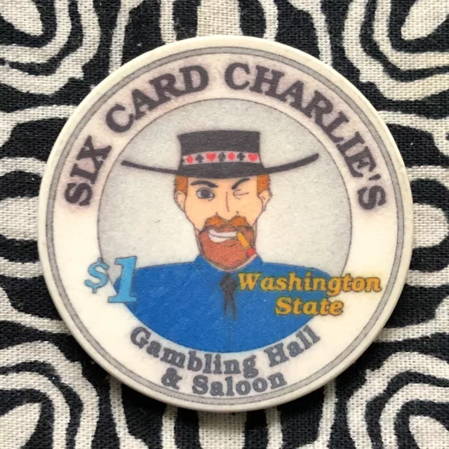 Six Card Charlie's $1 Spanaway, Washington Gaming Poker Casino Chip HH30