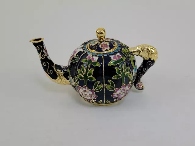 Cloisonne Of Oriental Treasures Ornate Mini Teapot With Original Box and Paper