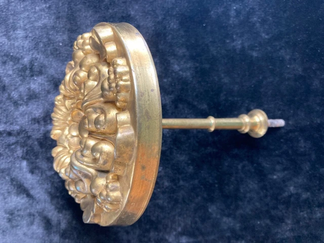 5" Antique Brass Gilt 19th Century Victorian Rosette Curtain Tie Back Hardware 24