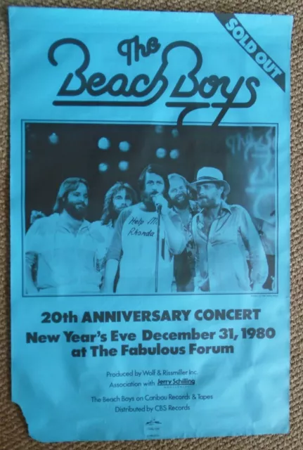 ORIGINAL CONCERT POSTER-BEACH BOYS 20th ANNIVERSARY-L A FORUM-NEW YEARS-1980