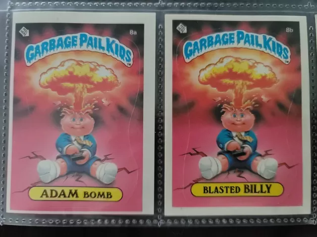 Rare Vintage Garbage Pail Kids Trading Cards Adam Bomb And Blasted Billy 8a/8b