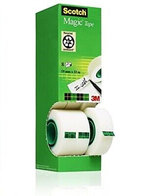 19mm x 33m invisibile 3 ROTOLI NUOVO Scotch Tape Dispenser Nastro MAGIA NERA 
