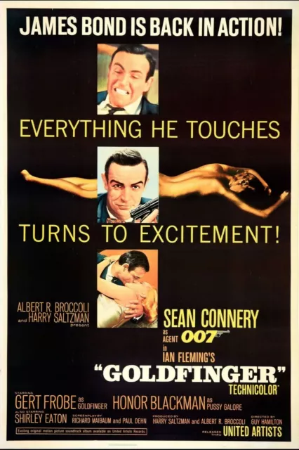 James Bond Goldfinger Sean Connery 007 Film Movie Vintage Retro Style Metal Sign