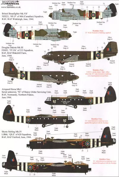 Xtradecal 72195 1:72 D-Day 70th Anniversary June 1944-2014 RAF Multi Engine Airc