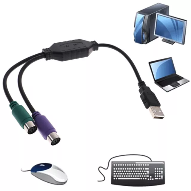 1Pc USB male to dual PS2 female cable adapter converter use for keyboard.MJ