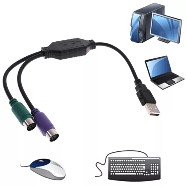 1Pc USB male to dual PS2 female cable adapter converter use for keyboard mo-HV