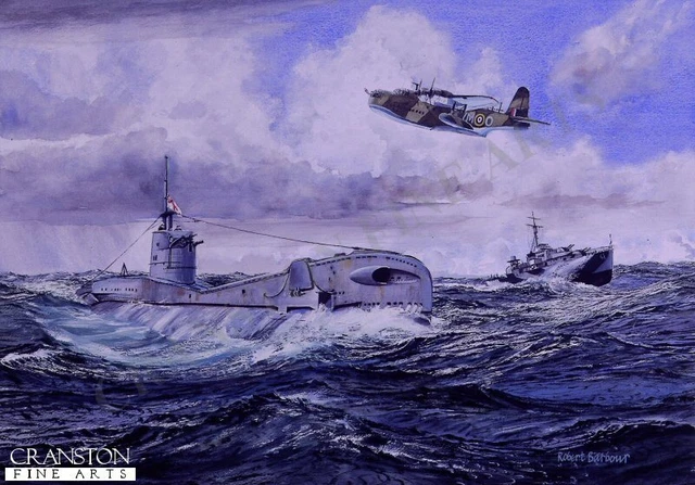 ROYAL NAVY T class submarine HMS Thorn naval art print Sunderland 201 ...