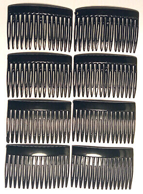 Lot de 8  peignes à cheveux noirs courbés -  45mm x 75mm - chignon