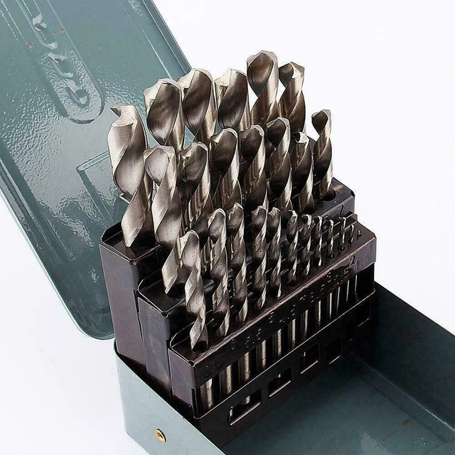 25PCS Cobalt Drill Bit Set Twist M42 Round Shank Lifetime Warranty Drill Hog