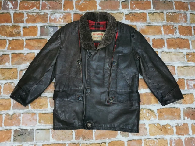 Veste Chevignon Monde Traveler Vintage Cuir Marron Taille L Port Avion Blouson Aviateur