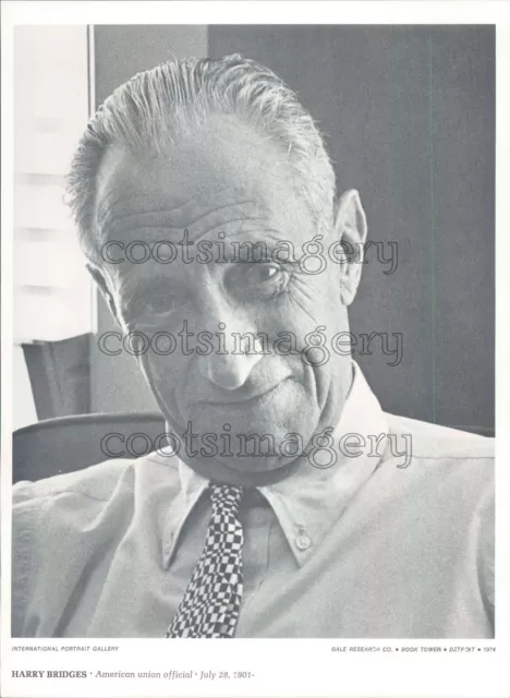 1974 Press Photo ILA IlWU Union Leader Harry Bridges