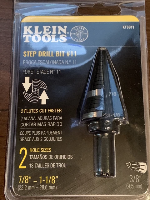 Klein Tools KTSB11 Double-Fluted 7/8" - 1-1/8" 3-Hole Step Drill Bit #11