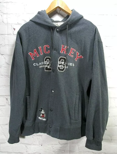 Disney Store Mickey Mouse Classic Original Mouse Button Up gray Hoodie Medium