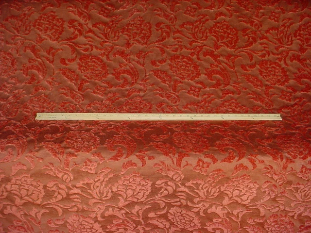 6-3/8Y Pindler Canyon Red Brown Floral Blossom Damask Chenille Upholstery Fabric