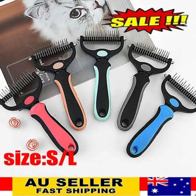 Pet Grooming Tool - 2 Sided Undercoat Rake - Safe Dematting Comb for Cat Dog