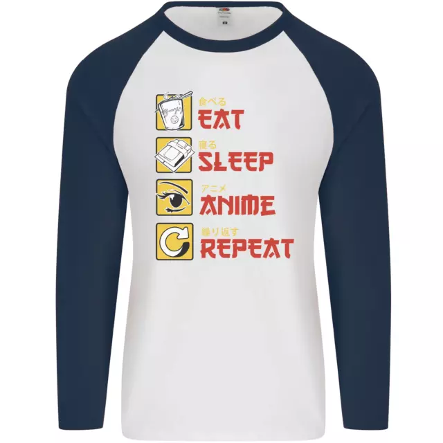 Maglietta da baseball Eat Sleep Anime Repeat Uomo L/S