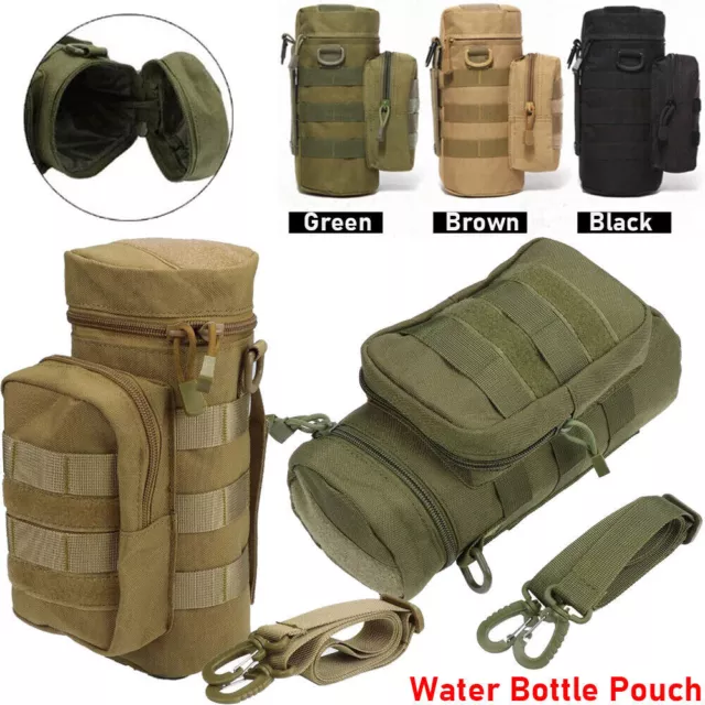 Water Bottle Pouch Holder Tactical MOLLE Hydration Carrier Bag w/ Shoulder Strap