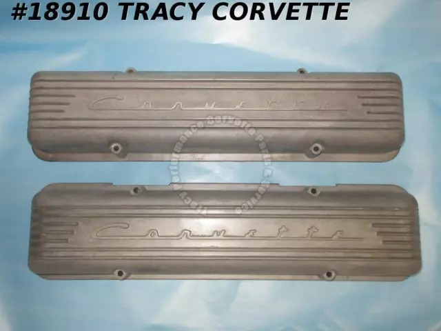 1956-1959E Corvette Valve Covers GM# 3726086 7 Fin Aluminum Staggered Holes Pair