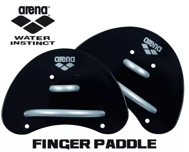 Arena Elite Finger Paddle Black/Silver, Swimming Hand Paddles