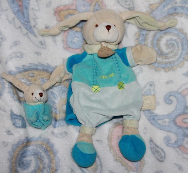 Doudou Et Compagnie Pinou Lapin Marionnette Bleu