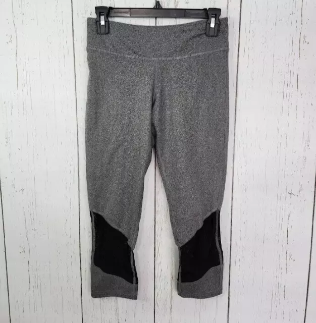 SO Perfectly Soft Yoga Size Small Gray Black Cropped Active Womens Leggings Mesh