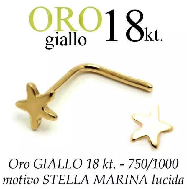 Piercing De Nariz Nose Oro Amarillo 18kt.A Estrella Mar Starfish Gold 18kt