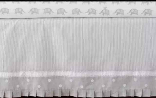 Pottery Barn Kids Taylor Crib Skirt Gray & White Stripe 100% Organic Cotton