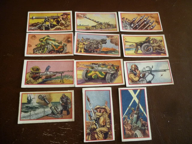 D.c.thomson Guns In Action Set Of 12 Cards Vg Condition