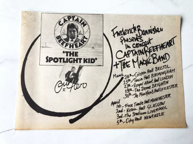 Captain Beefheart Spotlight Kid  1972 Small Vintage Advert 12" X 8" Melody Maker