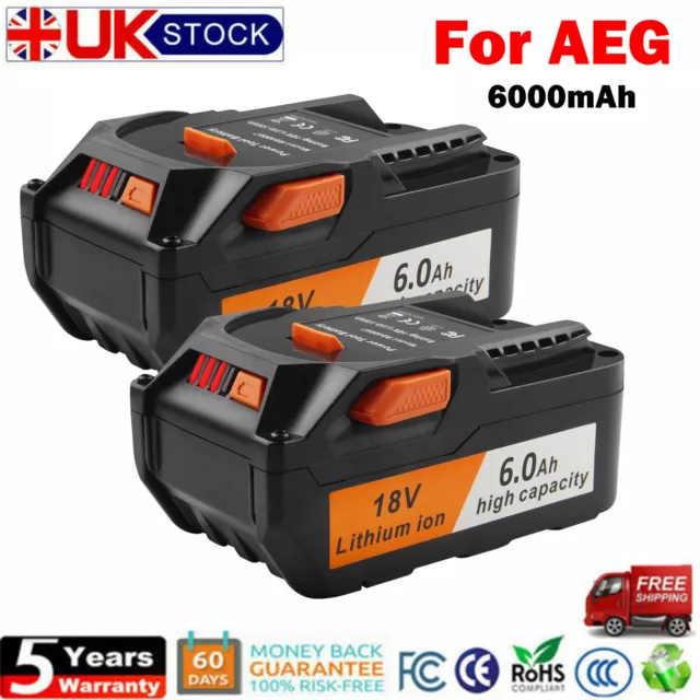 6.0AH 18V Li-ion Battery For AEG L1830R L1815R B1820R B1814G BS18G BSS18C BSB18C