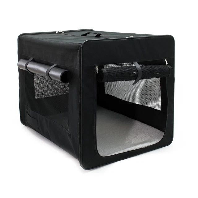 Cage De Transport CADOCA XXL Aluminium MDF 2 Portes - Noire - Idéale Chien Grand Modèle Voiture Break, Sécurisée Et Légère