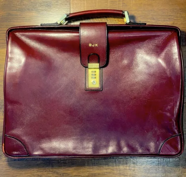 Luxury Goldpfeil West Germany Genuine Brown/Cherry Leather Combination Briefcase