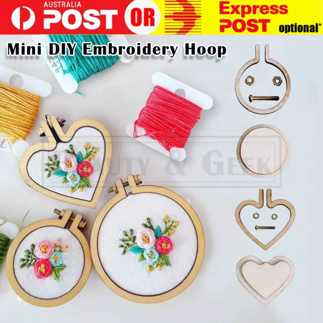10 Packs Mini Embroidery Hoop Ring Wooden Cross Stitch Frame Kit For Hand Craft