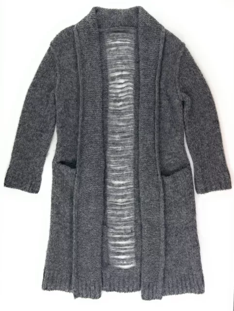 Current Elliott Cardigan Women 1 S Gray Long Slash Pocket Open Front Soft Alpaca