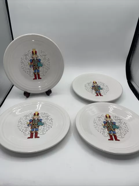 Fiestaware Christmas Nutcracker "The Giver"  9" Luncheon Plates  NWT Set Of 4