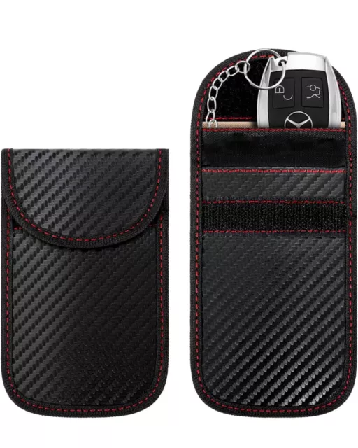 2x Autoschlüssel Signalblocker Etui Faraday Käfig Anhänger Tasche schlüssellos RFID Sperrtasche