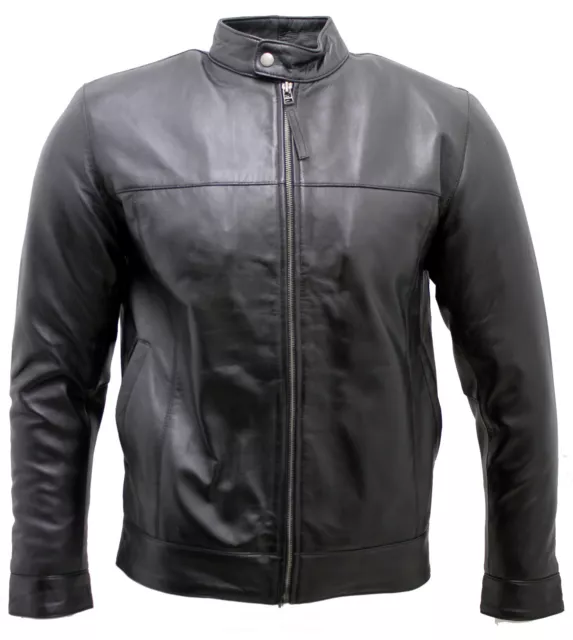 Men's Retro Black Nappa Soft Genuine Leather Biker Classic Jacket