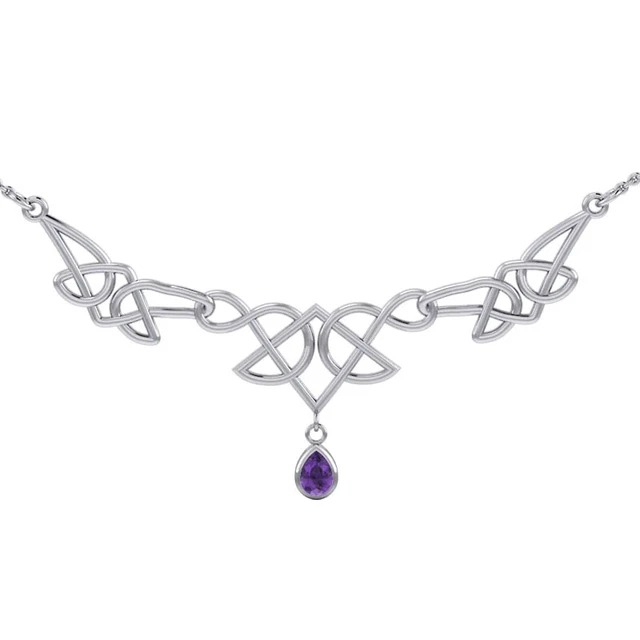 Celtic Knotwork 925 Sterling Silver Necklace Choice Drop Gem Peter Stone Fine 2