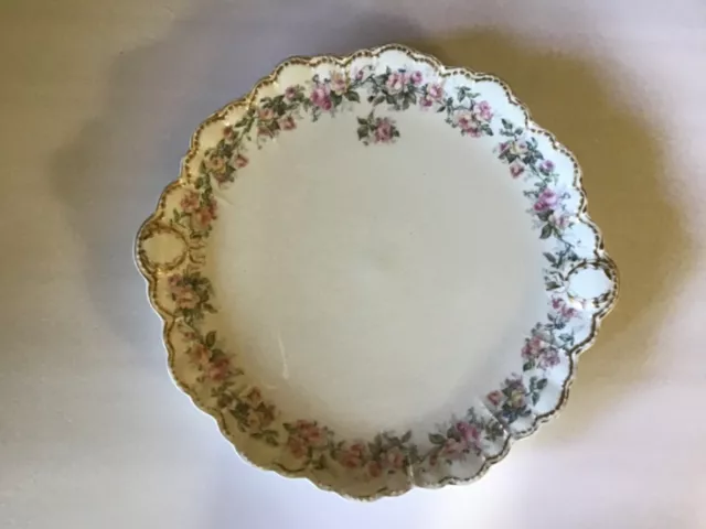 Antique Platter Haviland Limoges France Rose Floral Large Round Chop Plate 13"