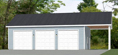 Model 3W 40x30 3-Car Garage with Carport 1,200 sqft PDF Floor Plan 